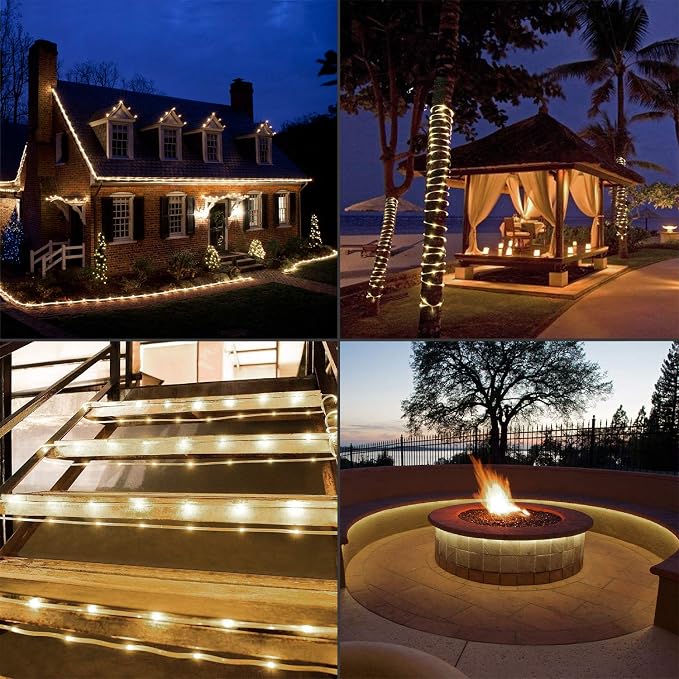 16.4ft Warm White 3000K Strip Light ETL | Waterproof, connectable up to 12 strips. 50,000hr lifespan. Indoor/outdoor mood lighting for home, patio, Christmas.