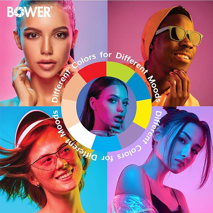 Bower 10 inch RGB Selfie Desktop Ring Light Stand Studio Kit - Ultra Wide Range, 9 Colors, 12 Brightness Levels, Special Effects, Tripod, Phone Clip/Holder