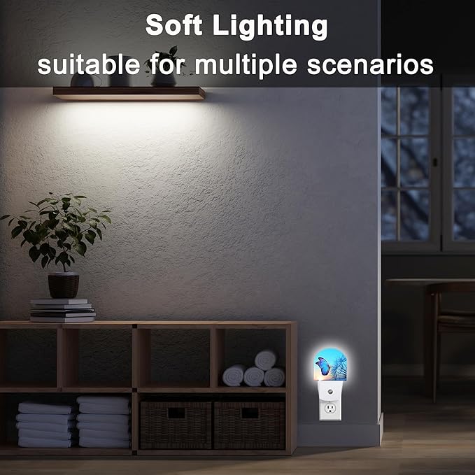 Blue Butterfly Dandelion Night Light, Night Lights Plug Into Wall Decor, Auto Sensor Lamp Home Indoor Stairway Kitchen Corridor, Boys Girls Women Men Room Gifts