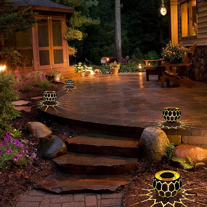 Solar Lanterns Outdoor Waterproof, Solar Lights for Outside Patio Porch Garden Tabletop Deco,2026 Gardening Lovers Mom Gifts(Grid)