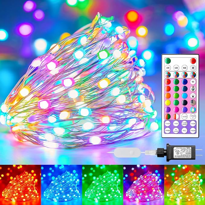 Color Changing Fairy Lights Plug in, 33FT 100 LED String Lights with Remote | 22 Colors Fairy Lights Indoor with 12 Lighting Modes,Timer, Multicolor Christmas Lights for Bedroom Classroom Halloween