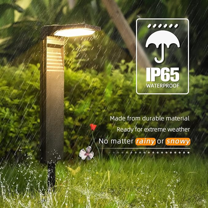 JOFIOS Solar Pathway Lights 6Pack with Warm White and Cool White Mode, Modern Solar Path Lights Outdoor Waterproof, Perfect Solar Lights for Backyard, Lawn, Driveway, Walkway, Garden Decorative.