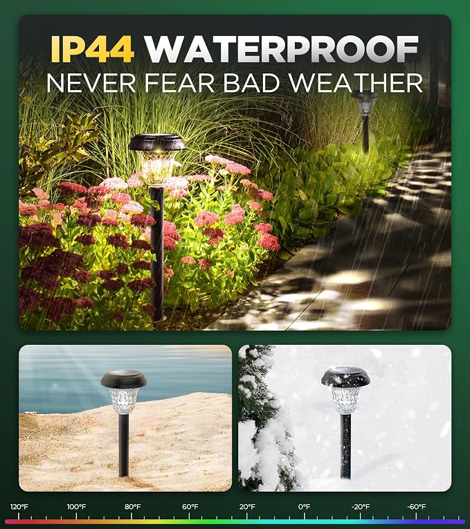 10 Pack Ultra Bright Solar Lights Outdoor Waterproof, from Dusk to Dawn Up to 12H Outdoor Solar Lights, Auto On/Off Solar Powered Garden Pathway Lights, Landscape Lighting Decorative for Yard, Patio