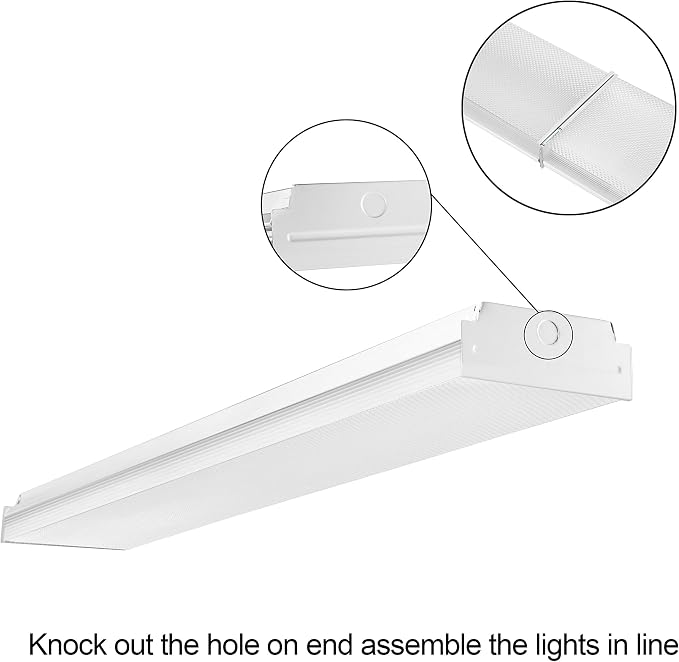 4FT LED Wraparound 40W 4 Foot LED Shop Lights for Garage, 4400lm, 4000K Neutral White, LED Wrap Around Light Fixture, LED Light Fixtures Flush Mount Office Ceiling Lighting, 2 Pack