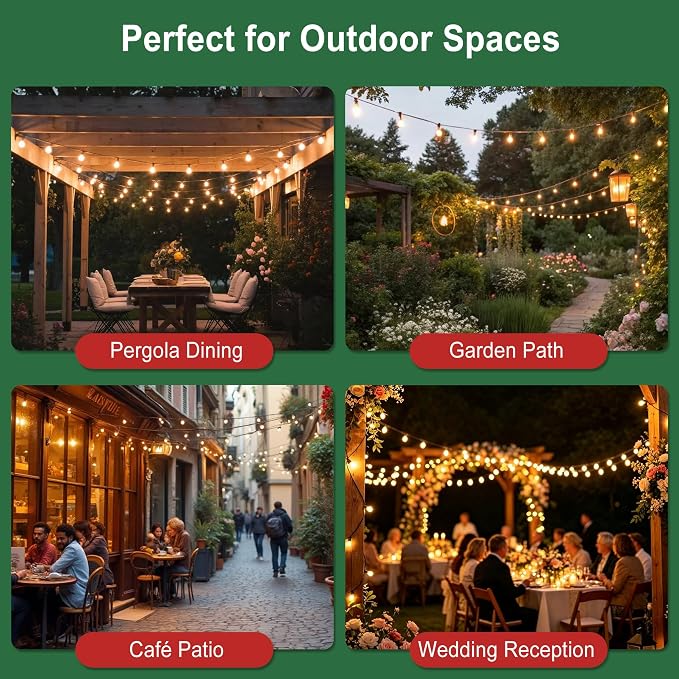 Outdoor String Lights with Remote 75FT Waterproof Outside Lighting for Yard | 1FT Bulbs Apart,75 Feet Dimmable Connectable Patio Lights with Remote,Timer, 3 Modes for Backyard, Bistro,Garden,Balcony,Deck
