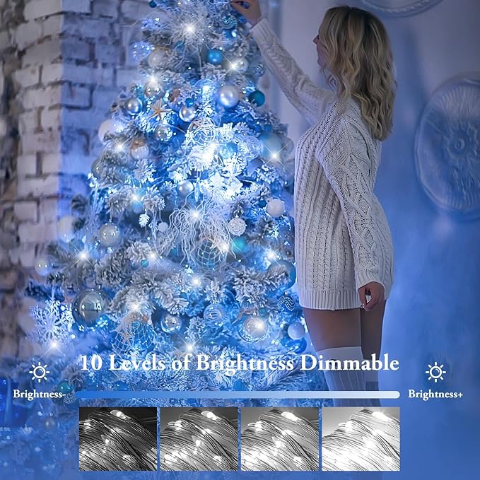 4 Pack 33FT 100 LED Fairy Lights Battery Operated with Timer & Remote, Waterproof Twinkle Lights Indoor Outdoor, 8 Modes Fairy String Lights for Bedroom Classroom DIY Wedding Decorations, Cool White
