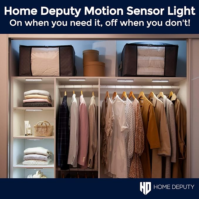 Closet Lights Motion Sensored - Wireless Cabinet LED Lights - Cordless Lights for Closets - 30 LED, 3 Brightness Settings, Rechargable, Triple Charge Cable, Motion Sensor - 3 Pack
