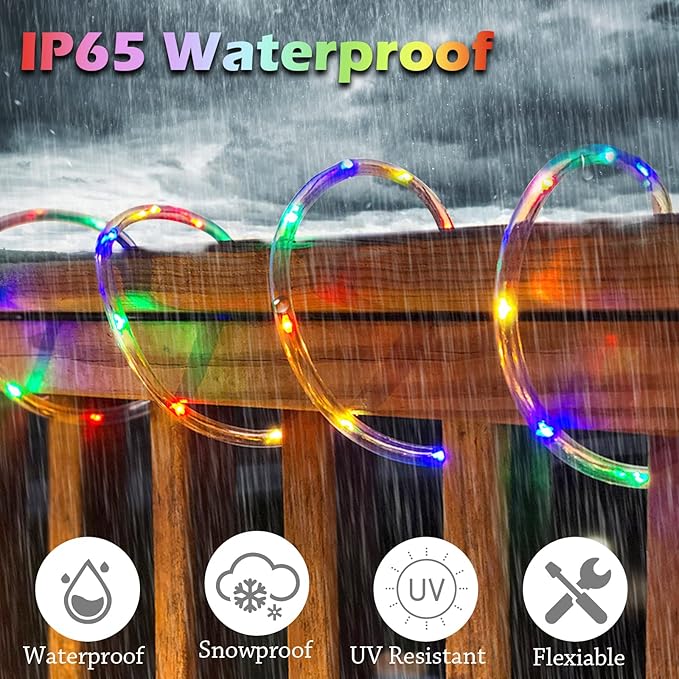 Vigdur Color Changing Rope Lights - 18FT Led Rope Lights Outdoor Waterproof with Remote Connectable 7 Colors & 7 Modes Decorative Christmas Lights for Xmas Bedroom Party Holiday Decoration