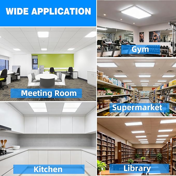 2x4 LED Flat Panel Light,10 Pack 7800 LM Drop Ceiling Office Light Fixture,5000K Commercial Lights 2x4ft,0-10V Dimmable, 2x4 Recessed Edge-Lit Troffer Fixture, Lighting for Office Kitchen,ETL Listed