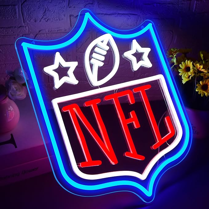 Football Neon Sign for Wall Decor Football Led Neon Light for Man Cave | Dimmable Rugby Logo Sign for Bedroom Club Bar Game Room Party Garage Decor Birthday Gift for Rugby Fans Size15.7*12.6 In