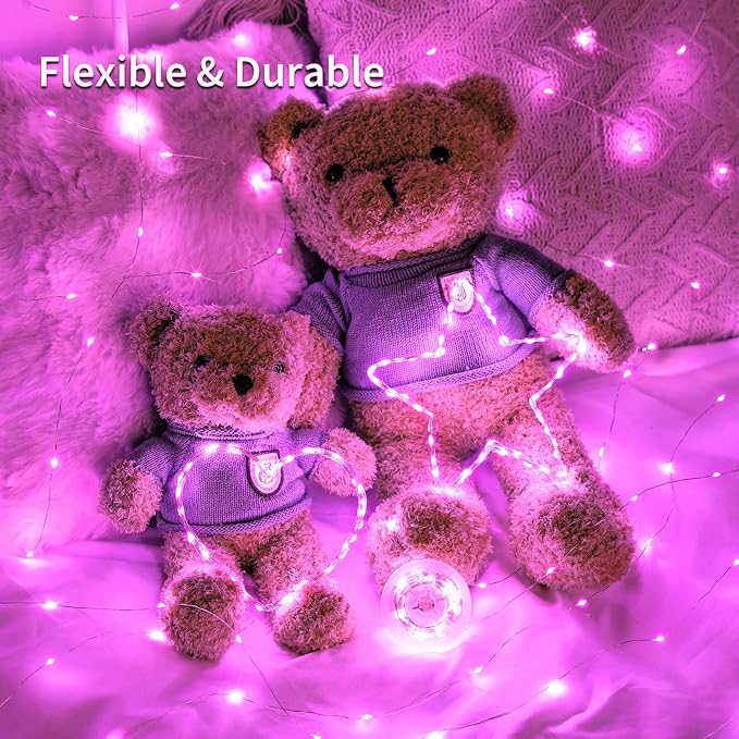 JMEXSUSS 2 Pack Pink Fairy Lights Battery Operated, Total 400 LED 132ft | with Remote, Timer, 8 Modes Christmas Twinkle String Lights for Bedroom Christmas Valentine's Day Indoor Birthday Party Decor