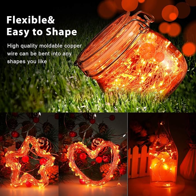 Ariceleo Halloween USB LED Fairy String Light, 1 Pack Copper Wire Fairy Lights for Indoor, Bedroom Festival Christmas Wedding Party Patio Decorative Window with USB Interface (32ft./10M,Orange)