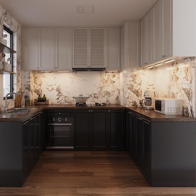 LAGOM Halo 12-Inch LED Under Cabinet Lights, 4-Pack, 3-CCT, White | 2700K/4000K/5000K, dimmable, hardwired/plug-in. Model: UC0112WH274L