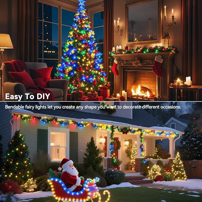 LitHome 6 Pack Multicolor Fairy Lights Battery Operated, Each 20 FT 60 LED | Twinkle Lights Battery Operated 2 Modes, Waterproof Fairy String Light for Classroom Indoor Bedroom Christmas Wedding Decor