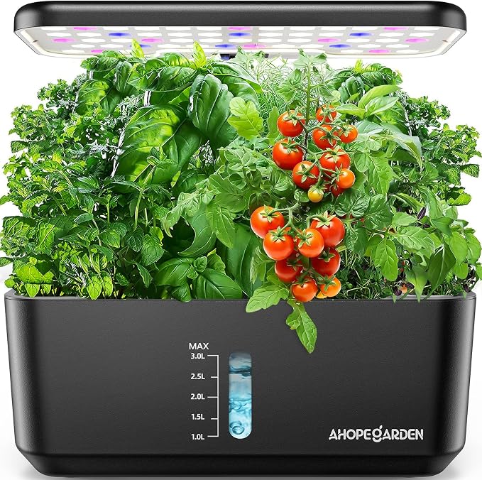 Indoor Garden Hydroponics Growing System: 10 Pods Kit with LED | Plant Germination Kit Herb Vegetable Growth Lamp Countertop, Hydroponic Planter Grower Harvest Lettuce for Healthy Home Cooks