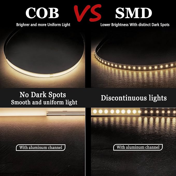 COB 4000K 10Ft LED Strip Lights, 24V Natural Light Super Bright LED Tape Lights Dimmable,Flexible, High CRI95+ Flexible Light Strip for Kitchen Cabinet Stairs Bedroom Decor DIY
