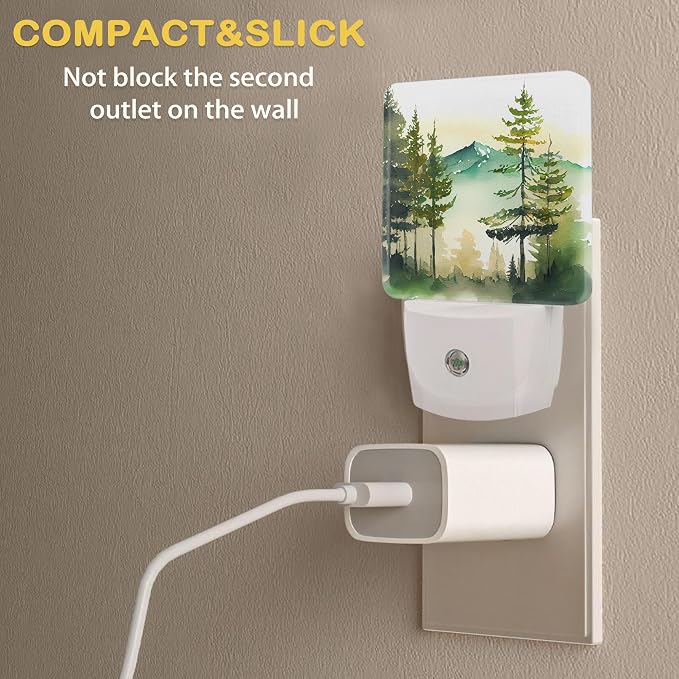 Misty Forest Night Light,Plug in Night Light, Dusk to Dawn Sensor Nightlights for Stairway/Hallway/Kitchen/Bedroom/Bathroom 0.5W