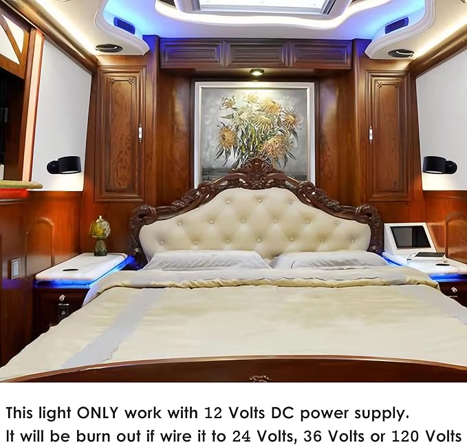 Homdec12V RV LED Bedside Reading Light with Switch, 350° Rotatable RV Vanity Wall Sconce, 12Volt RV Interior Lights for RV Camper Trailer Motorhome