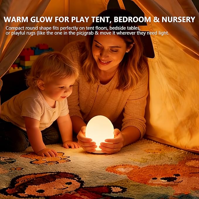 Night Light for Kids,Egg Night Light for Baby Nursery, 7 Colors Changing & 30-Min Timer Portable Nursery Night Lamp forBaby Nursery & Kids Bedroom,DIY Hand-Painted Custom Lamp