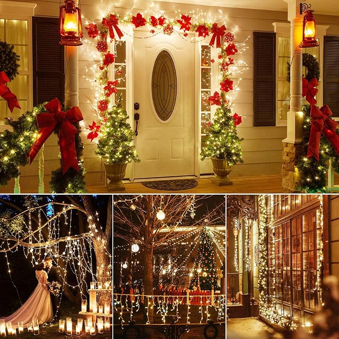 Dailyart 200 Led Fairy Lights - 16.4FT Battery Operated String Lights with Remote, 8 Modes, Waterproof for Bedroom, Christmas Tree & Wreath Decoration