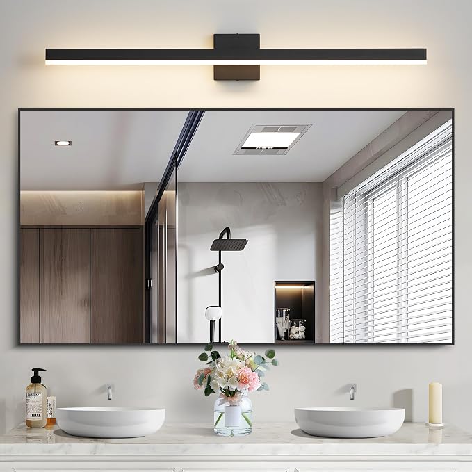 Black Bathroom Vanity Light Fixture 39.4'' 20W Dimmable 5CCT LED Hardwired | Bathroom Light Fixture Over Mirror, Bathroom Wall Sconce, Rust-resistant, ETL Certificated, 2700K/3000K/3500K/4000K/5000K