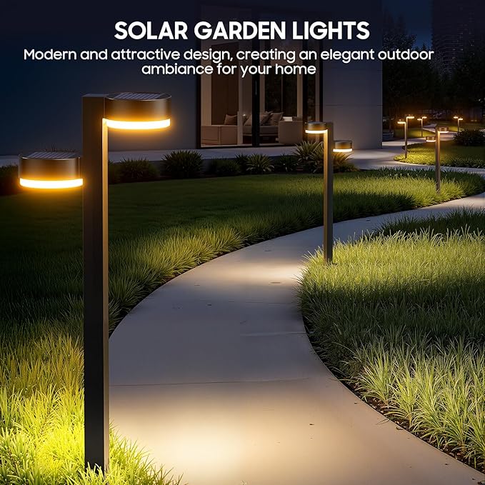 Solar Pathway Lights Outdoor Waterproof, 6 Pack with 12 Head Solar Lights Outdoor Super Bright Up to 15Hrs, Auto On/Off Garden Light for Yard Patio Path Walkway Driveway Outside Decor