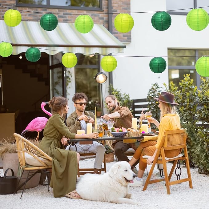 21 Pcs Green Paper Lanterns Party Decorations, 4/6/8/10 Inch Hanging Paper Lanterns for St. Patrick's Day, Tropical Jungle Theme, Wedding, Baby Shower, Graduation, Birthday Party Football Theme Decor