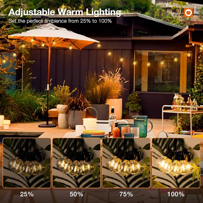 addlon 200FT Outdoor String Lights G40 with Remote Control Dimmable Patio Globe LED 108 Bulbs Waterproof Shatterproof, Hanging Outside Lighting for Backyard Garden, Deck, Balcony, Porch, Café, Bristo