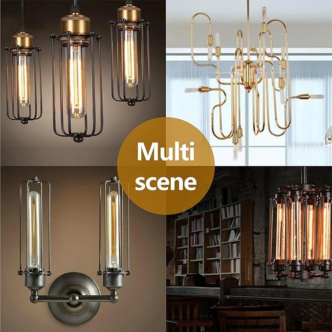 25 Watt T10 Clear Tubular Incandescent Light Bulb, T10 Bulb,Vintage Style Showcase Bulb,Showcase lamp,Dimmable for Desk Lamp,Curio Cabinet,Aquarium,Chandeliers,Aquarium Light Bulb (4PC)