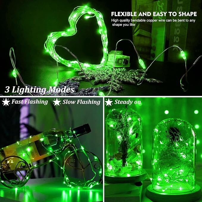 AIKEI 6 Pack LED Fairy Lights Battery Operated, Mini String Lights Waterproof 7ft 20 Led Firefly Starry Lights for Wedding Party Bedroom Garden Christmas Decoration Green