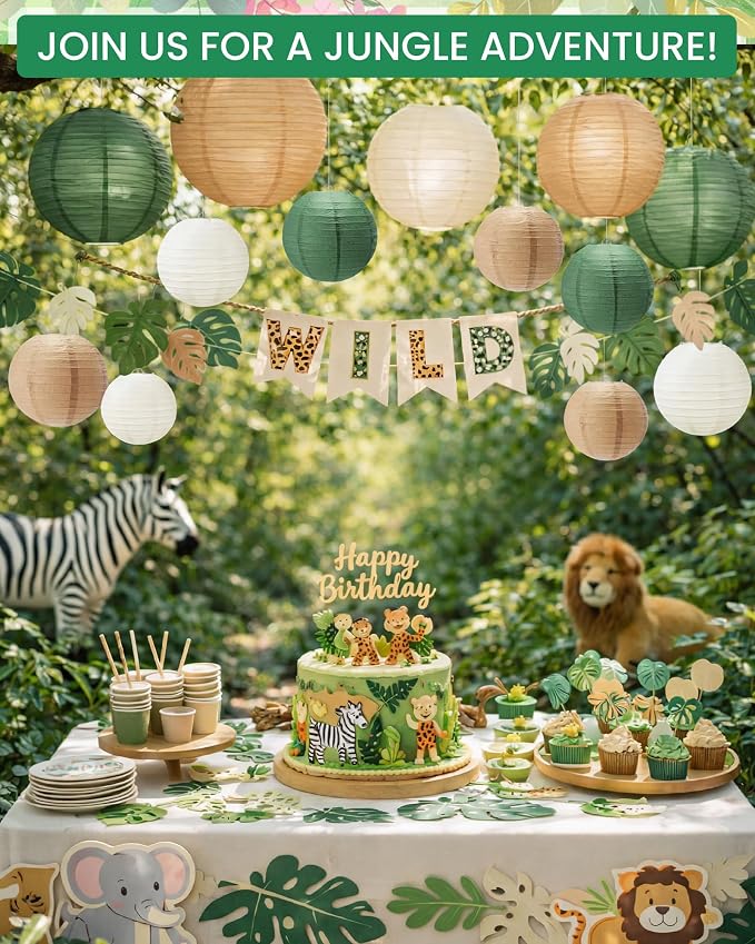 Treela 48 Pcs Paper Lanterns Party Decorations Chinese Round Paper Decor 4/6/8/10 Inch Asian Hanging Lamps Decorative for Birthday Party Wedding Bridal New Year Supplies(Dark Green)