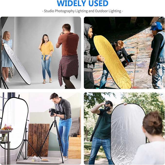 NEEWER 40"x60"/100x150cm Light Reflectors for Photography, Portable 5 in 1 Collapsible Multi Disc with Bag - Translucent, Silver, Gold, Black, White Diffuser for Studio and Outdoor Lighting