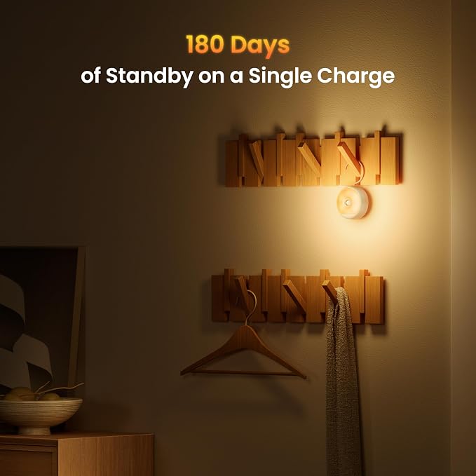 YEELIGHT Night Light, Motion Sensor NightLights for Kids, USB-C Rechargeable Magnetic with Auto Dusk to Dawn&Warm White, Nursery Night Light, LED Closet Light for Bedroom, Hallway, Stairs, Under Bed
