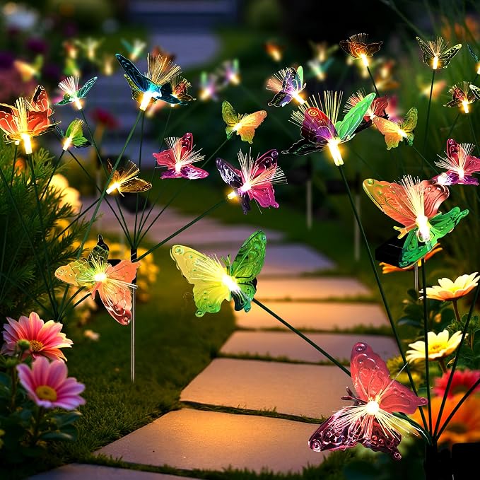 Solar Garden Lights,6Pack Swaying Butterfly Lights Garden Decor | Warm White LED Solar Lights for Outside Yard,Lawn,Patio,Pathway Decoration Gardening Gifts