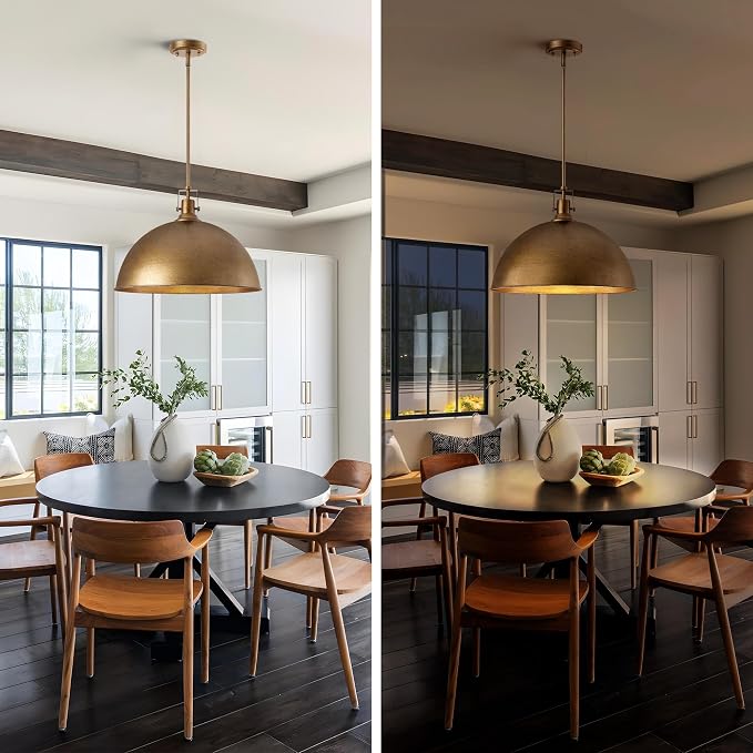 LamQee 18 Inch Antique Brown Large Pendant Light Kitchen Island, Farmhouse Modern Dome Pendant Light Fixtures Ceiling Hanging Lighting Chandelier for Dining Room Over Table, Bar, Hallway, Entryway