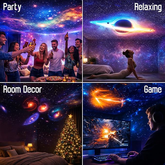 Upgraded Planetarium Projector with White Noise & Bluetooth Speaker, Astronaut Space Light Galaxy Projector for Bedroom, Ceiling Star Night Lights for Kid Adult Mood Lighting with Timer, Bedroom Decor