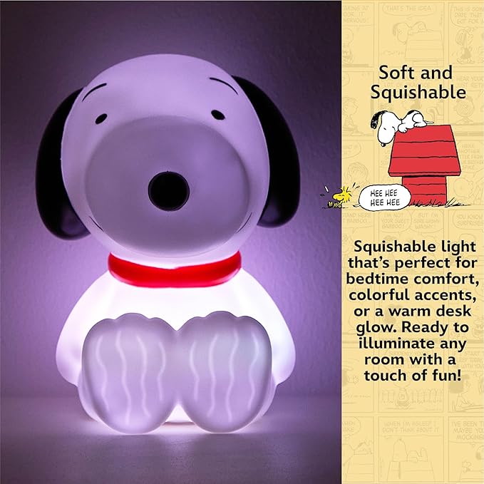 Peanuts Snoopy Squishy Light Light 6" Soft LED Mood Lamp for Decor, Kids Bedrooms, Collectors & Gift Giving