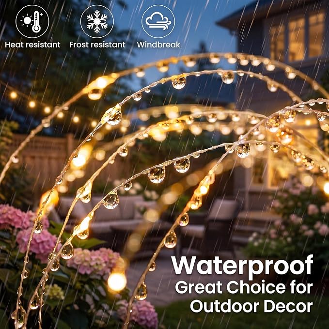btfarm 10 Pack Solar Garden Lights Outdoor, 8 Modes Firework Lights Outside | 120LED, Waterproof Fairy Twinkle Light Solar Powered for Yard Christmas Pathway Lawn Pool Patio Decorative, Warm White