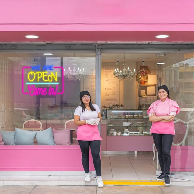 We Are Open Come In Neon Sign LED Open Light Sign for Business Decor | We Are Open Neon Light,Dimmable USB Powered,Open Signs for Store Front Cafe Bar Restaurant Decor,Easy to Hang