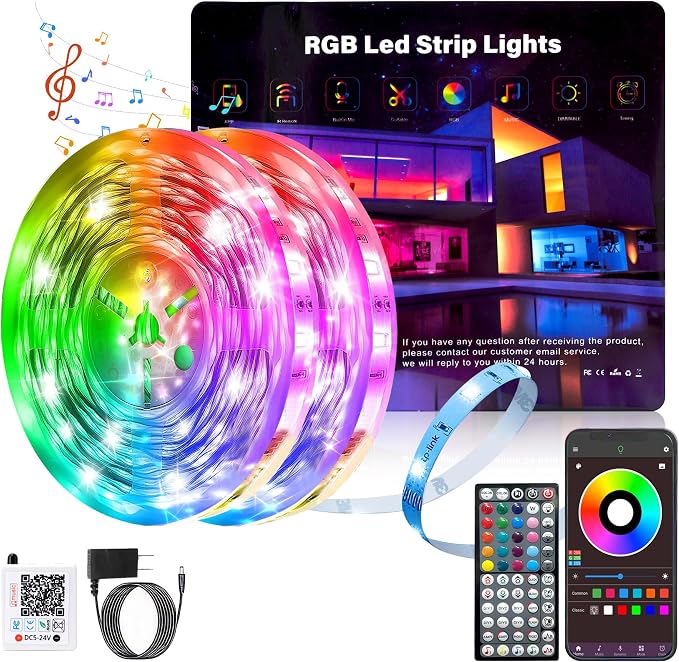 Ledagic Led Lights for Bedroom 190 ft (2 Rolls of 95ft), Led Lights Strip | Color Changing Led Strip Lights with 60 Keys Remote and App Control, Music Sync Led Lights for Room Kitchen Party Home Decor