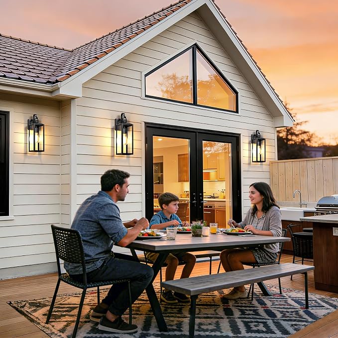 16'' Outdoor Wall Lights 2 Packs, Black Exterior Lighting Fixtures | Large Front Porch Light Outside Lights for House, Waterproof Modern Outdoor Sconce Lanterns, Farmhouse Garage Door Light