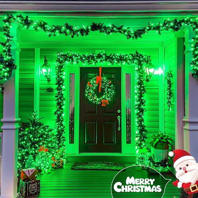 JMEXSUSS 200 LED Remote Control Green Halloween Fairy Lights Plug in | 66 ft 8 Modes Christmas Fairy Lights Indoor with Wheel, Green Lights Outdoor for Halloween Christmas Decor