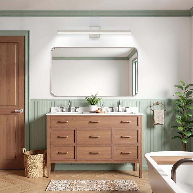 Nickel Bathroom Vanity Light Fixture 31.5'' 20W Dimmable 5CCT LED Hardwired | Bathroom Light Fixture Over Mirror, Bathroom Wall Sconce, Rust-resistant, ETL Certificated, 2700K/3000K/3500K/4000K/5000K