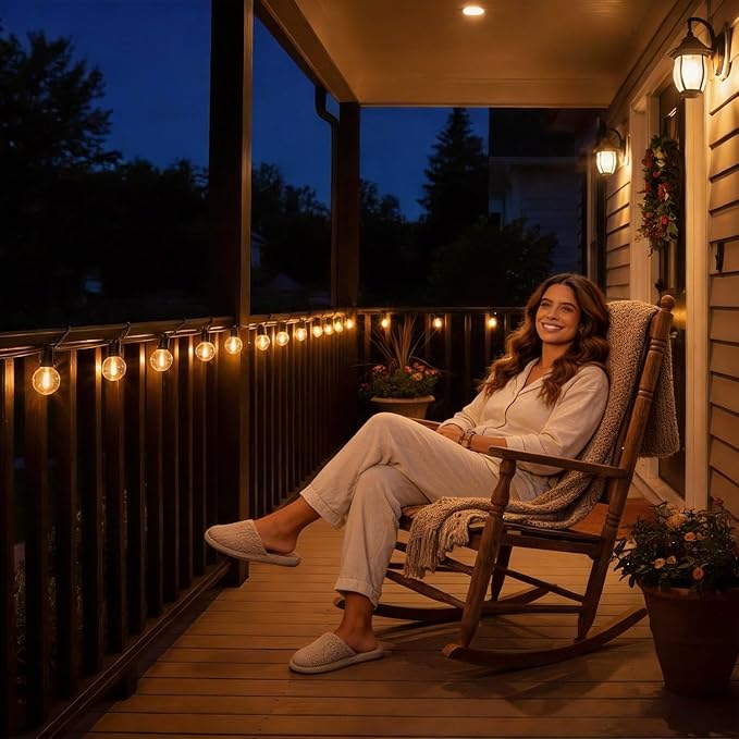 RTTY Outdoor String Lights 50ft, G40 Led Patio Globe Lights with 18pcs Plastic Bulbs, Shatterproof Waterproof Connectable Hanging for Porch Cafe Bistro Backyard Gazebo Balcony Deck Party