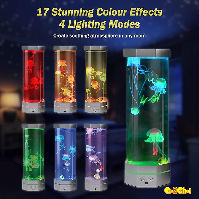 Large Size Jellyfish Aquarium Lamp Fake Fish Jelly Fish Tank Aquarium Lava Lamp Night Light Room Decor,7 Jellyfish&Clownfish,Adult Kids Home Office Room Desk Light