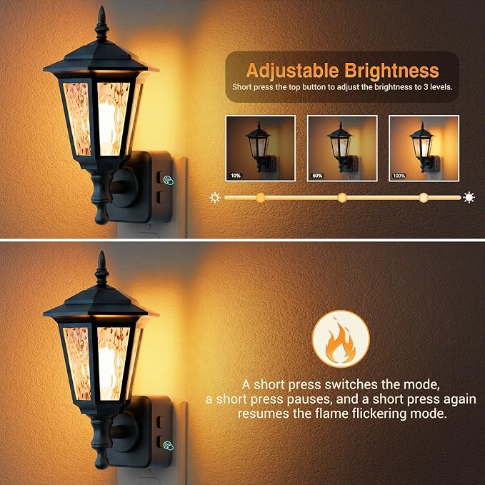 JandCase Night Lights Plug into Wall, 2000K Amber | Dusk to Dawn Sensor, 0-100LM Dimmable Industrial 180°Rotating Night Light for Bedroom, Bathroom, Living Room, Hallway