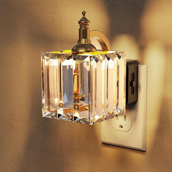 L LOHAS LED Night Light, Night Lights Plug into Wall, 3000K Soft White LED | Crystal Night Lights with Dusk to Dawn Sensor, 0-100lm Adjustable Brightness, for Hallway Bedroom Stairway