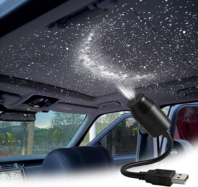 Ultra-High-Definition Car Projection – Galaxy Night Light Projector, USB Starry Sky Lamp with 360° Gooseneck & Dimmer for Bedroom, Ceiling Decor