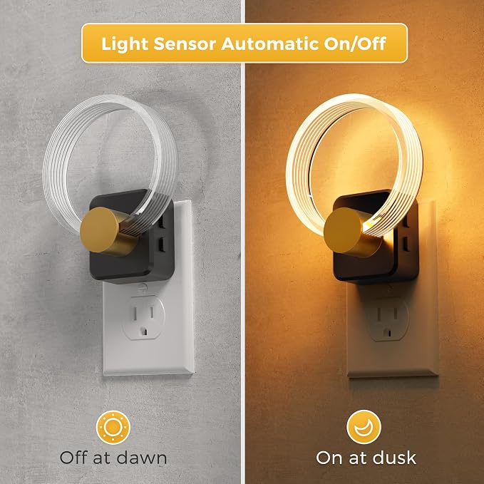 L LOHAS LED Night Lights Plug into Wall, Changing RGB Night Light | Dusk to Dawn Sensor, 180° Rotatable Acrylic Nightlight Plug in Wall for Halloween, Christmas, Holiday, Hallway