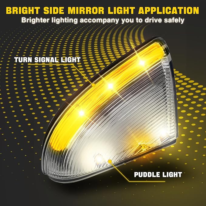 LED Side Mirror Light Turn Signal Puddle Bulb Lens Cover Fit For Dodge Ram 1500 2009-2011 2012 2013 2014 2015 2016 2017 2018 Ram 2500 2010-2018 Right Passenger Replaces 68064948AA 68232478AA